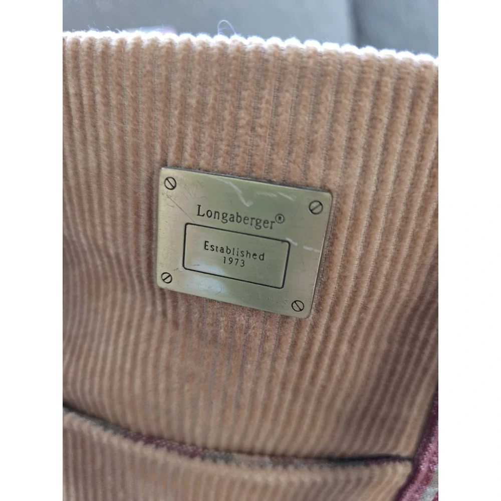 Longaberger Homestead Tan Corduroy‎ Red Plaid Handle Handbag Purse